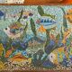 Large vintage mosaic wall fresco 1950