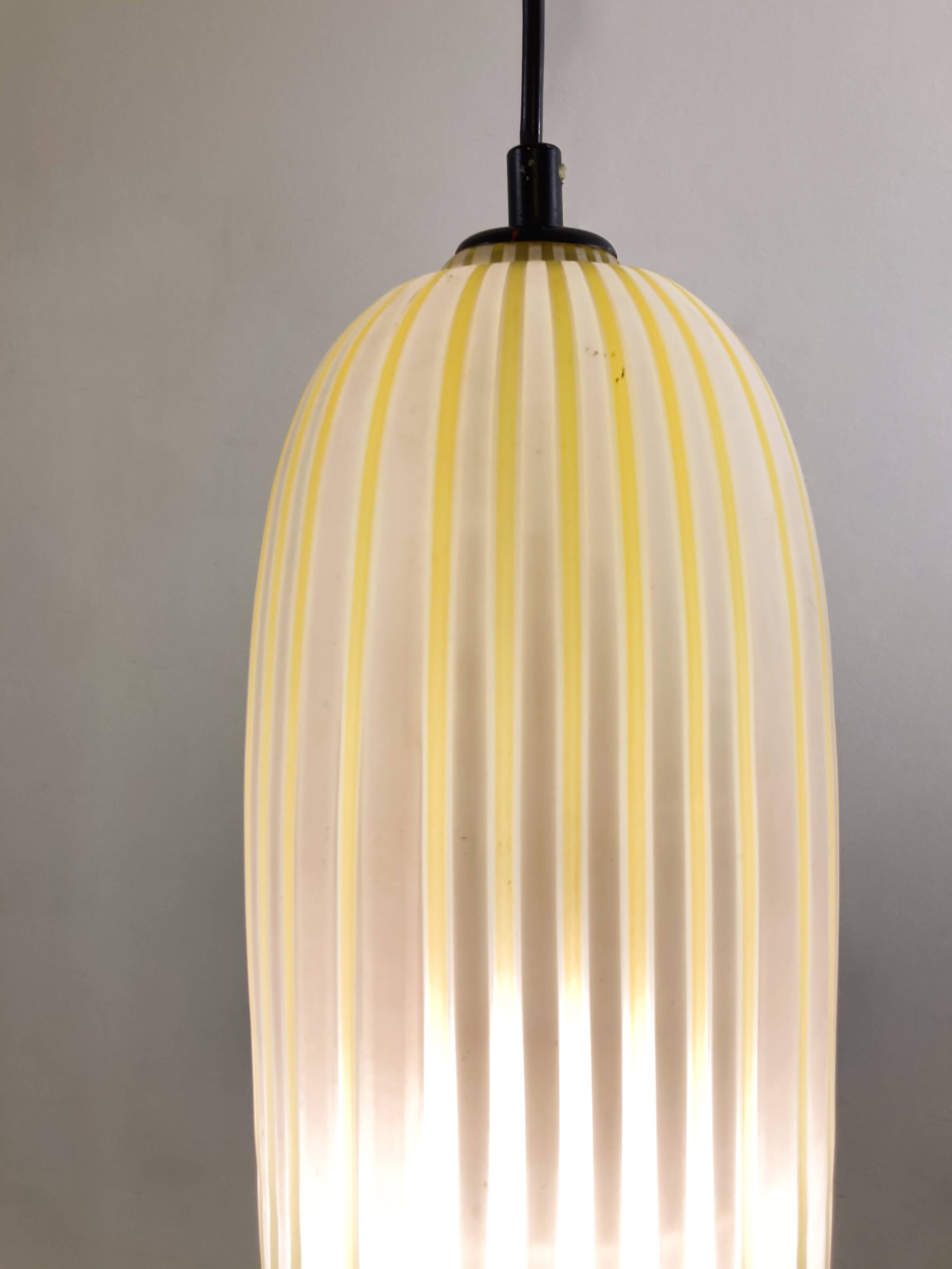 Mid-Century Modern Yellow Glass Pendant Lamp, Italy, 1960s
