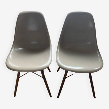 Pair of greige eames chairs