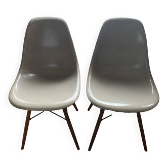 Pair of greige eames chairs