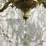 Lustre 5 lumières bronze et cristal