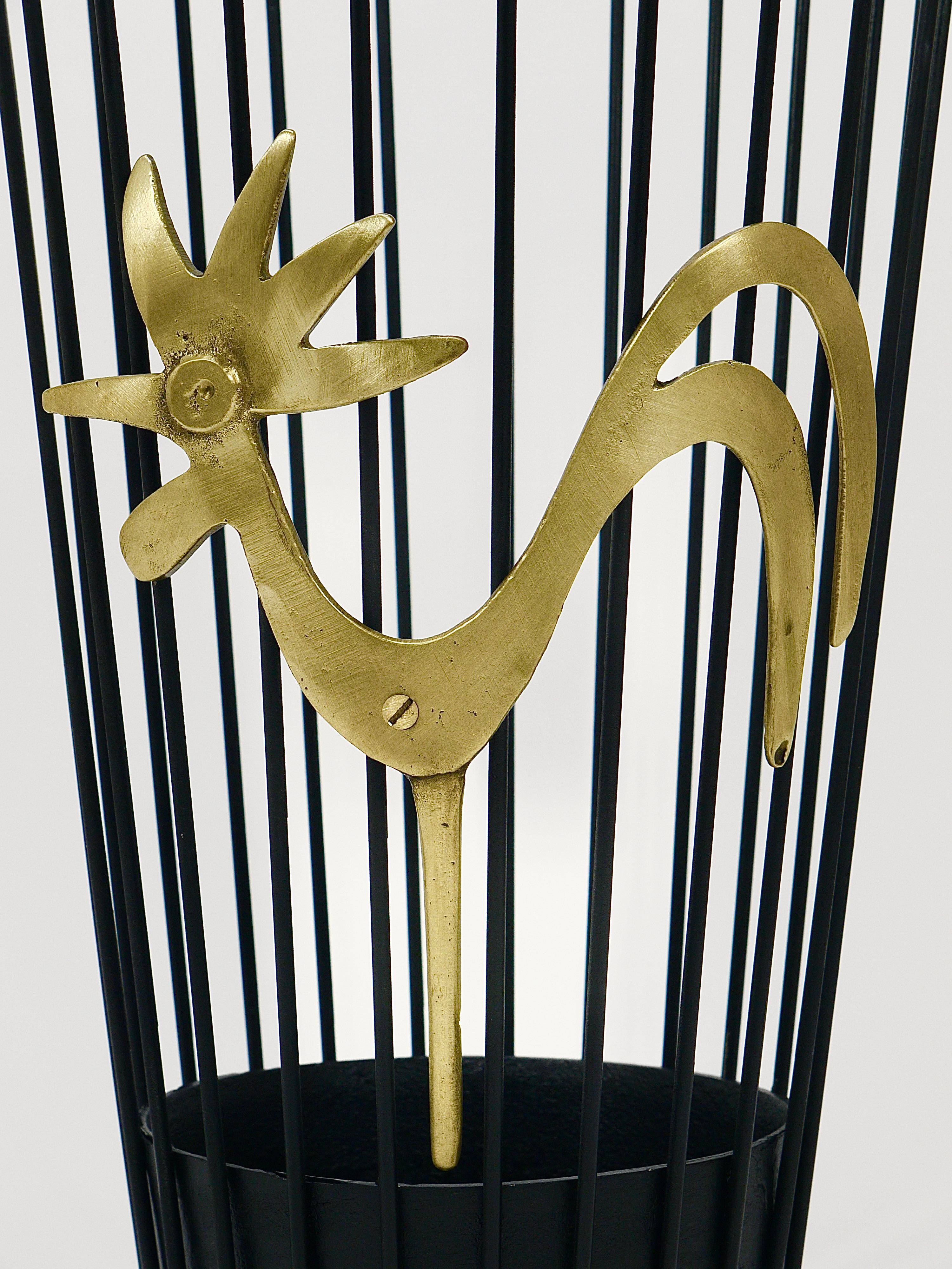 Brass Umbrella Stand Coq by Walter Bosse Mid-Century for Herta Baller, 1950s