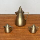 Metal Art Deco teapot, sugar bowl, milk jug, 1960s, set of 3