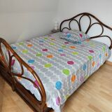 Rattan bed and bedside tables