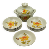 Set of Deep Plates and Soup Tureen Saint-Amand Jamaica Stoneware