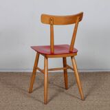 Set of four red chairs published by Ton, 1960