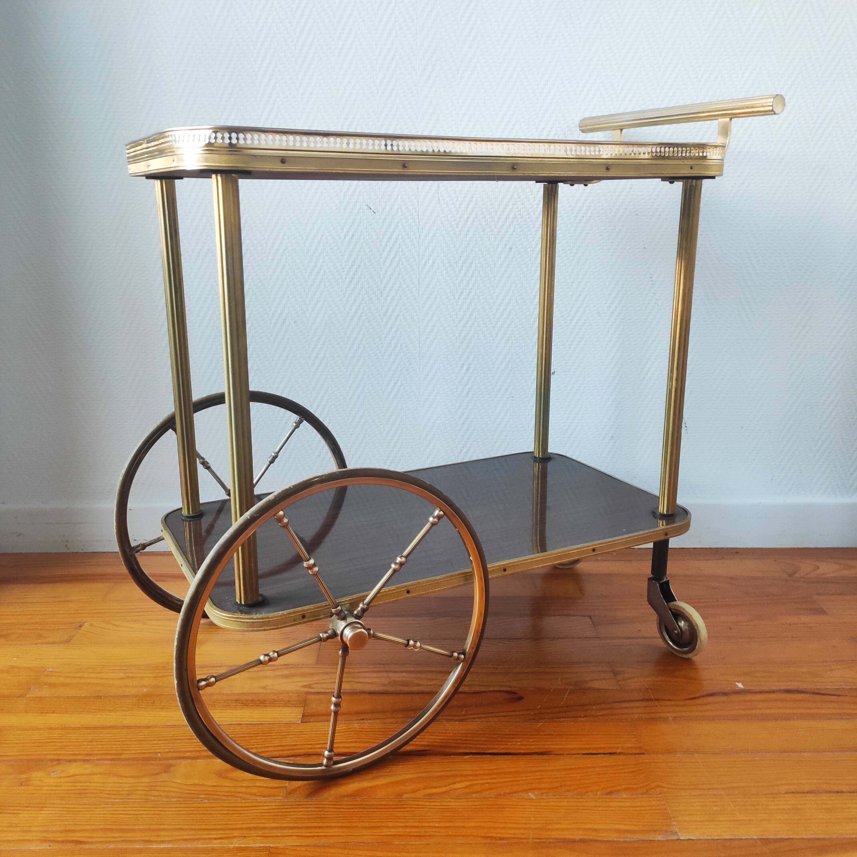 Vintage bar cart rolling serving trolley