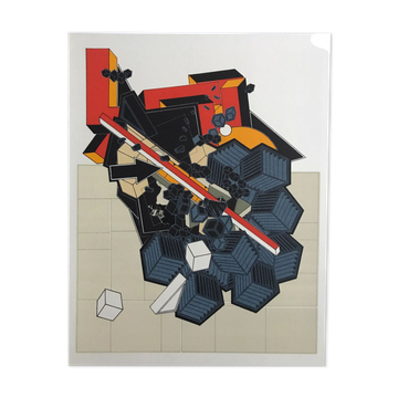 Lithograph by Alain Le Yaouanc, the earth, 1978