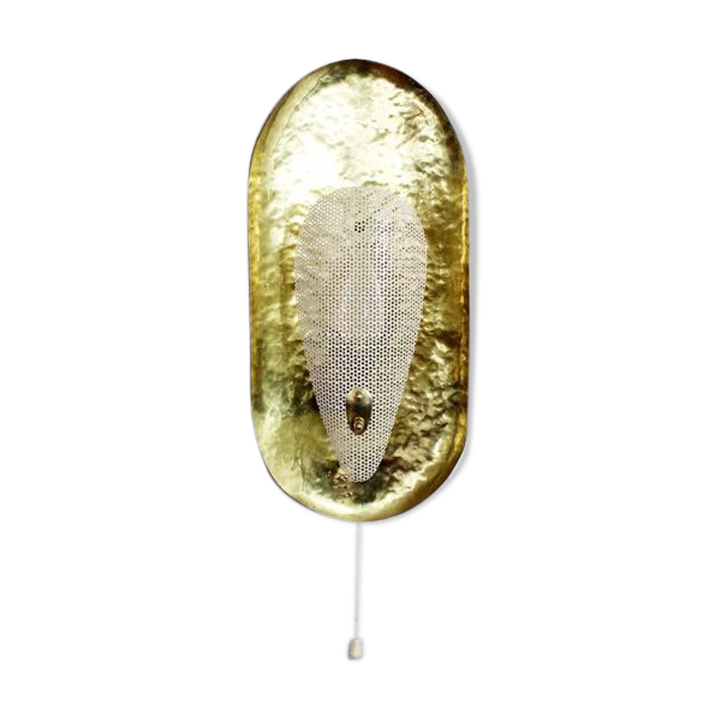 Hammered brass and perforated metal sconce