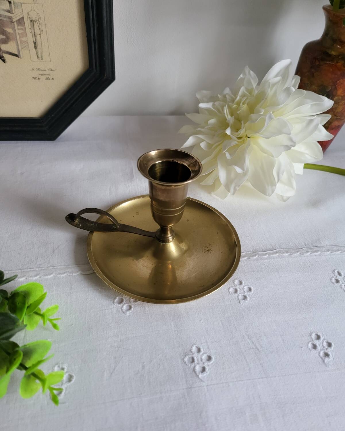Brass hand candlestick