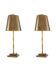 Pair of patinated brass table lamps with bamboo decoration.