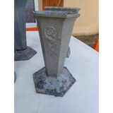 Set of 8 cast iron and aluminum vases 1900