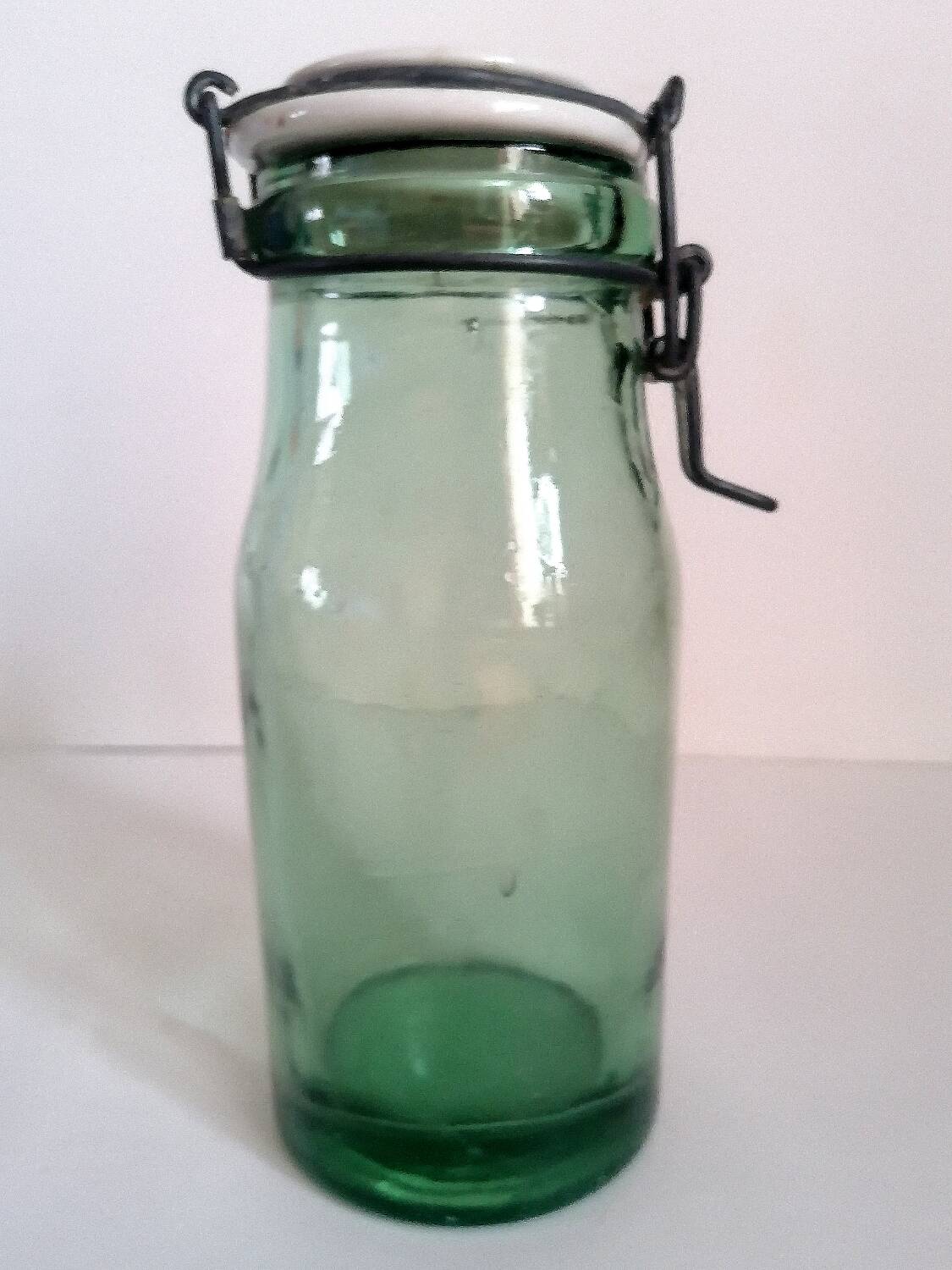 Old jar the ideal green glass