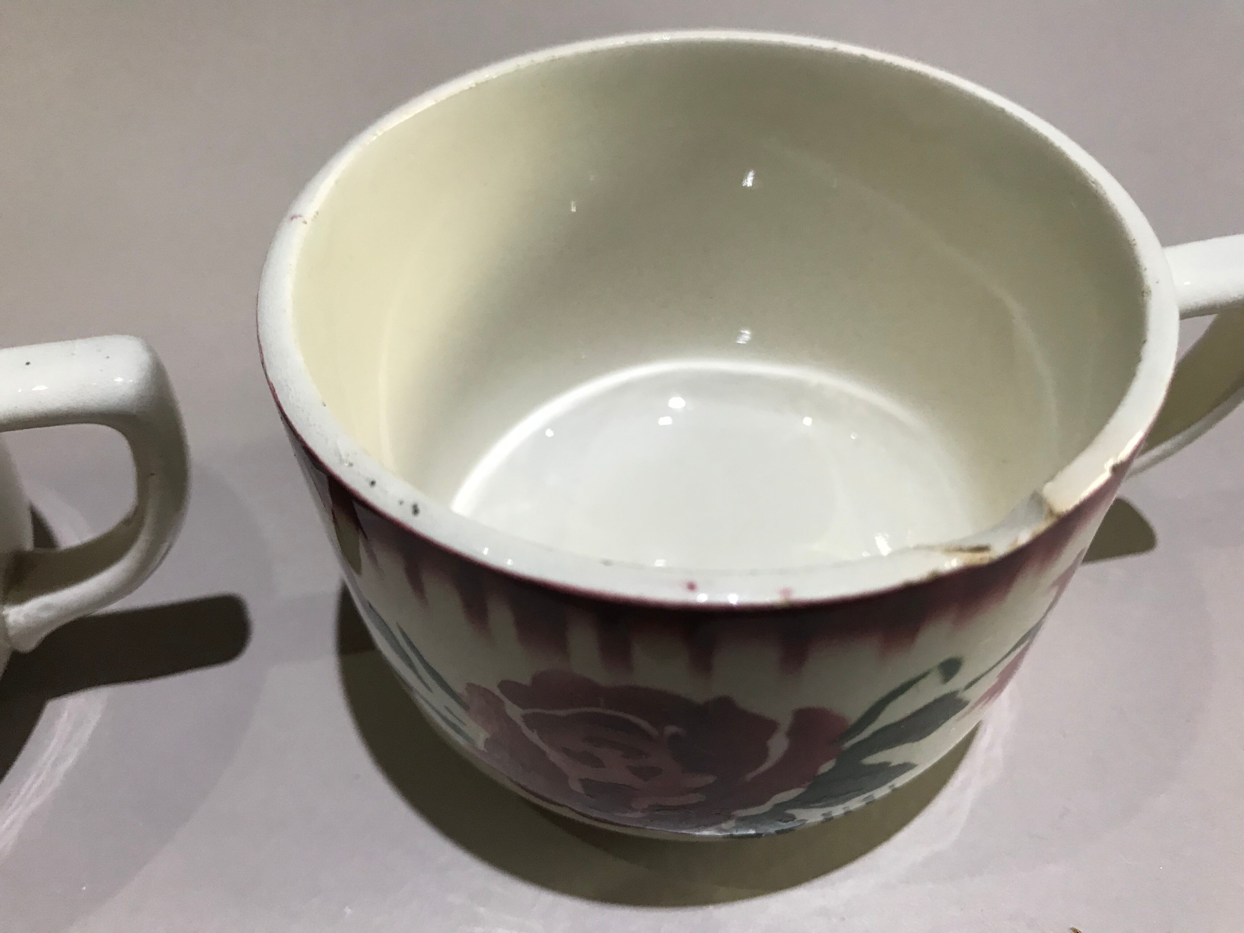 Lot of two cups digoin sarreguemines decoration Yvette
