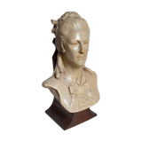 Bust of a woman "the elegant"XIXth in painted plaster signed on its solid wood base