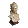 Bust of a woman "the elegant"XIXth in painted plaster signed on its solid wood base