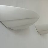 Pair of vintage matte white plaster wall lights, France 1970