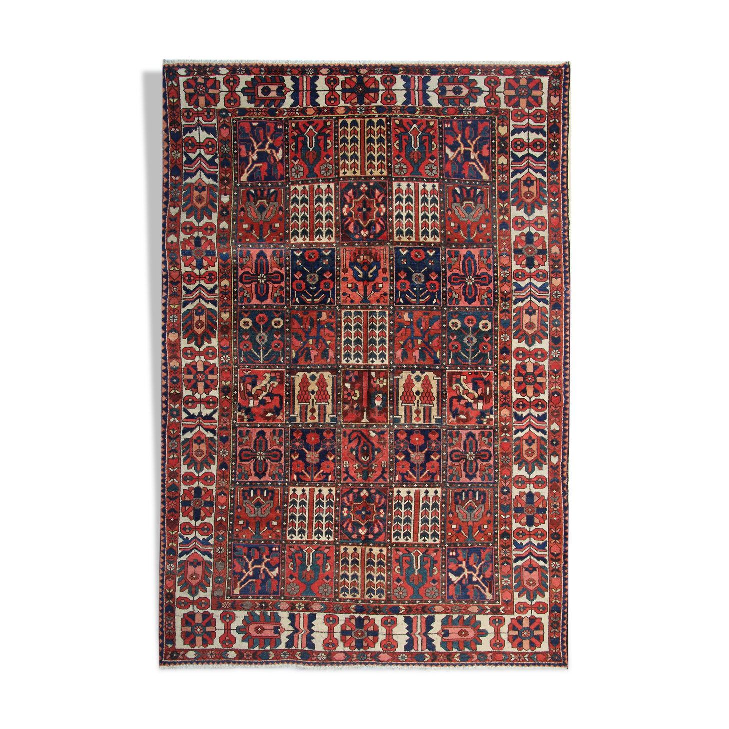 Hand made traditional persian area rug fine red wool carpet 210x279cm