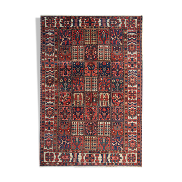 Hand made traditional persian area rug fine red wool carpet 210x279cm