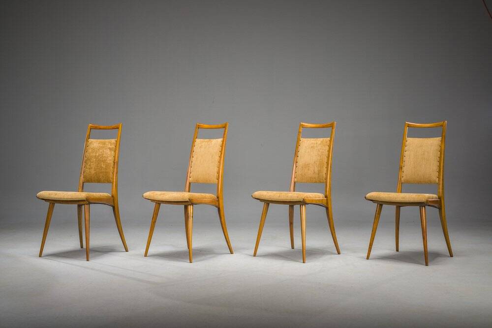 Mid-century modern dining chairs attributed to Ernst Martin Dettinger for Lucas Schnaidt, 1950s, set of 4