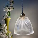 Vintage tulip pendant light in ribbed glass