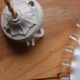 White toothed opaline hanging lamp