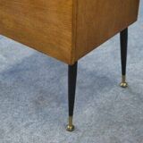 Folding occasional desk, steel, brass and oak, 1960s