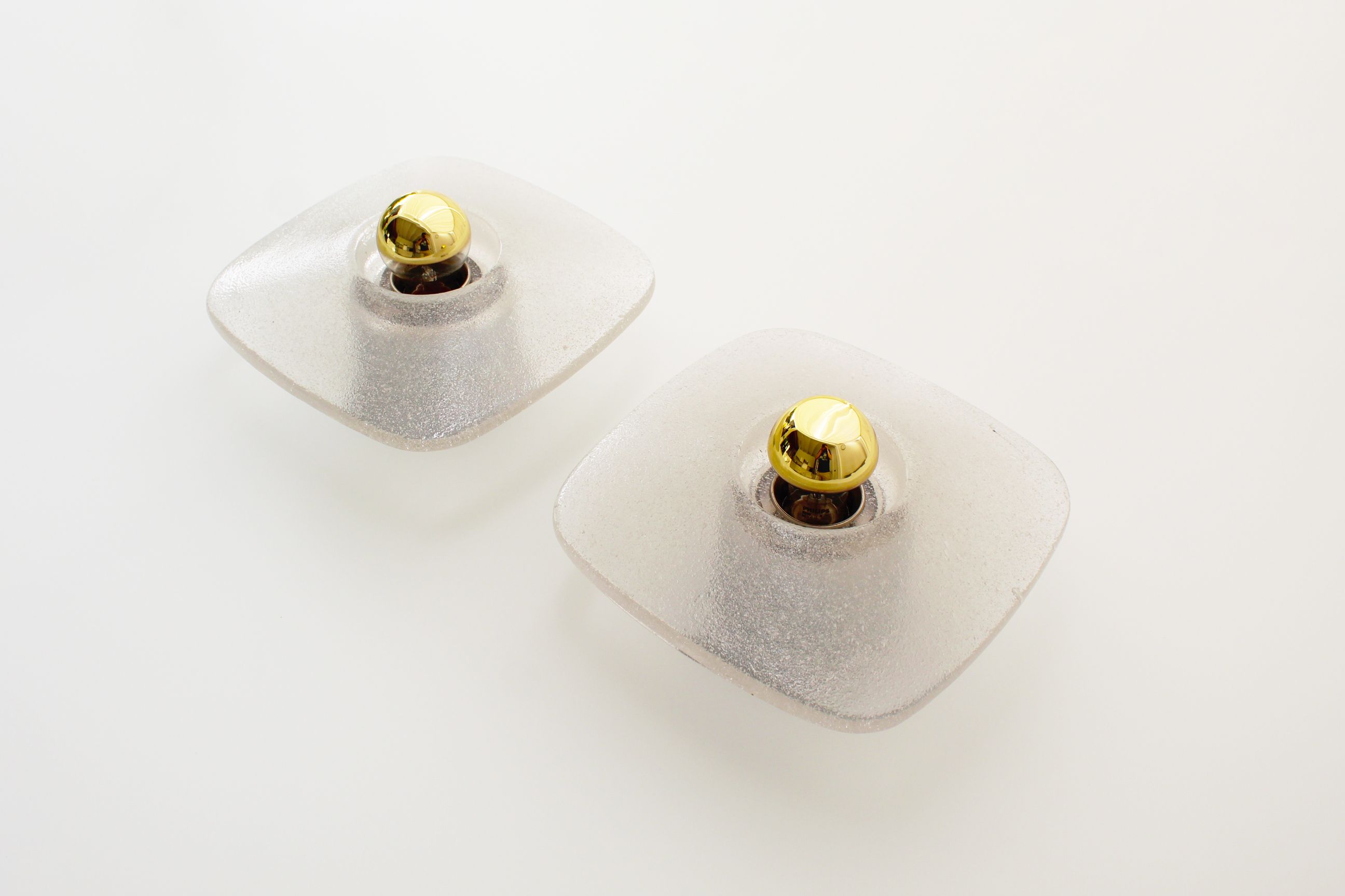 Pair of ice glass sconces by Peill & Putzler, Germany 1970's