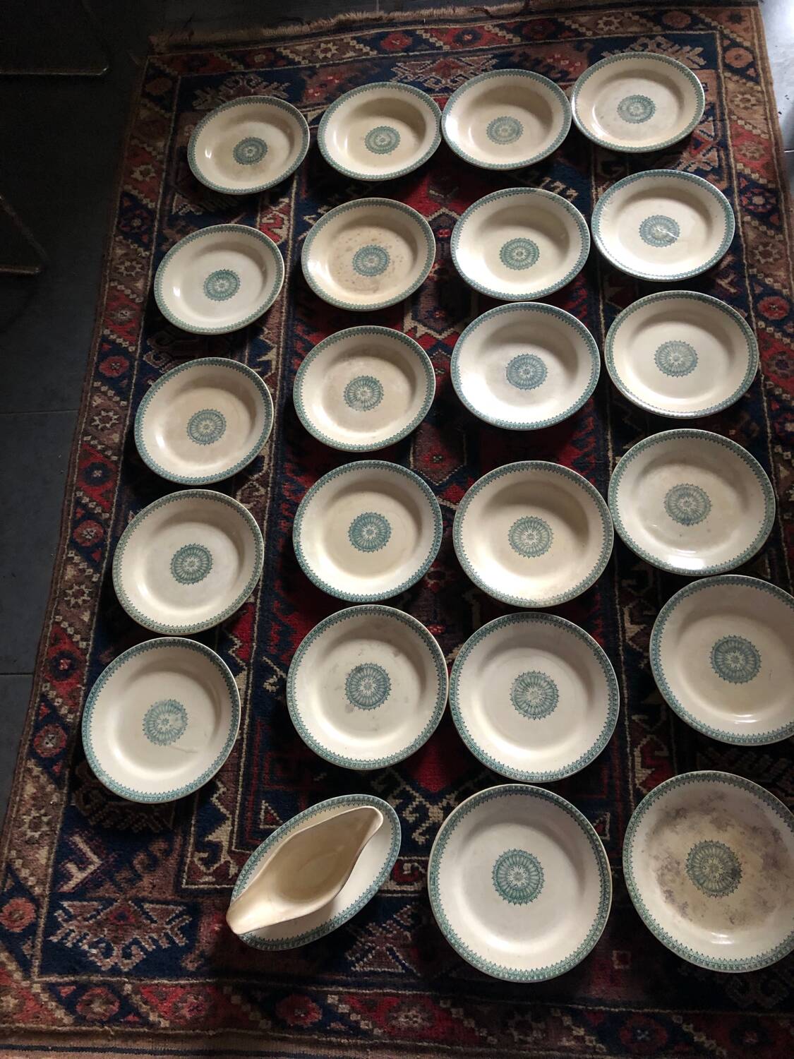 Creil and Montereau ironstone service 22 sauceboat plates