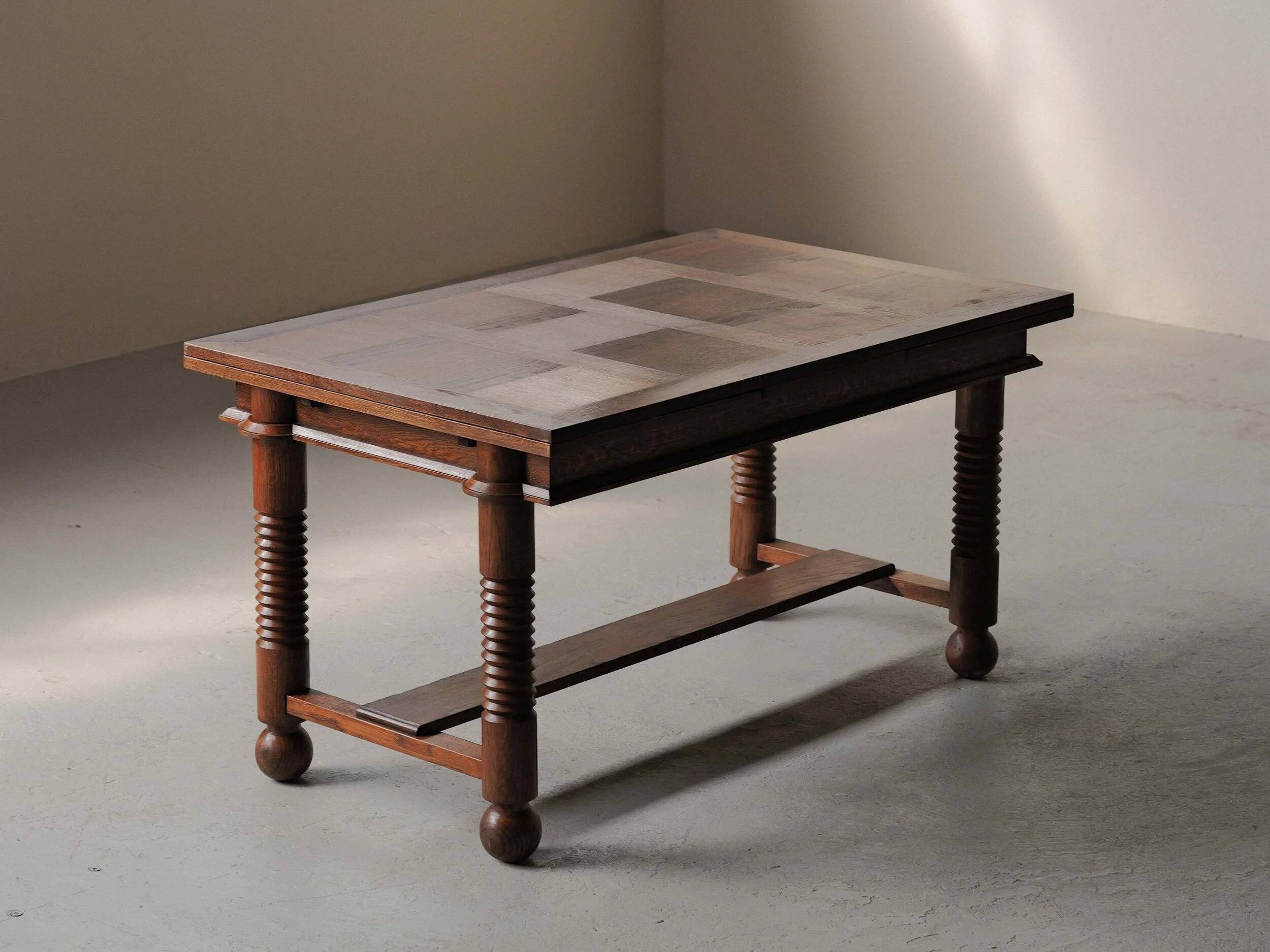 Modernist oak dining table, France, 1940–1950