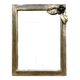 Vintage wall mirror in varnished steel decorated with a rose in relief
