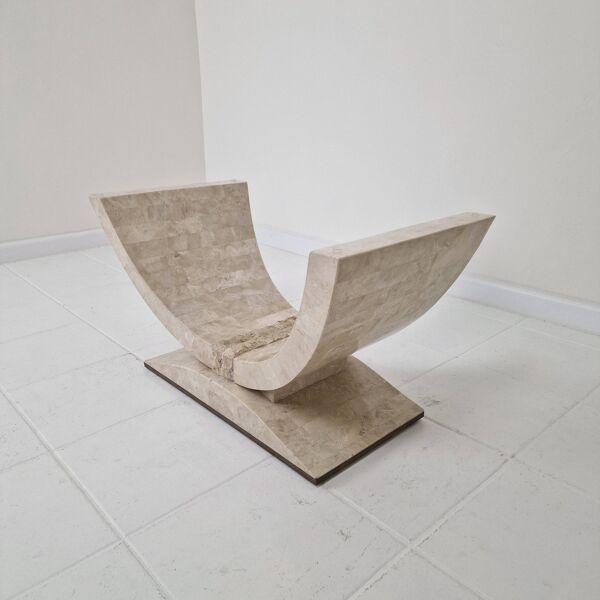 Table à café en pierre de Mactan ou table en pierre fossile, années 1990