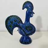 coq en céramique émaillée bleu par Aldo Londi pour Bitossi