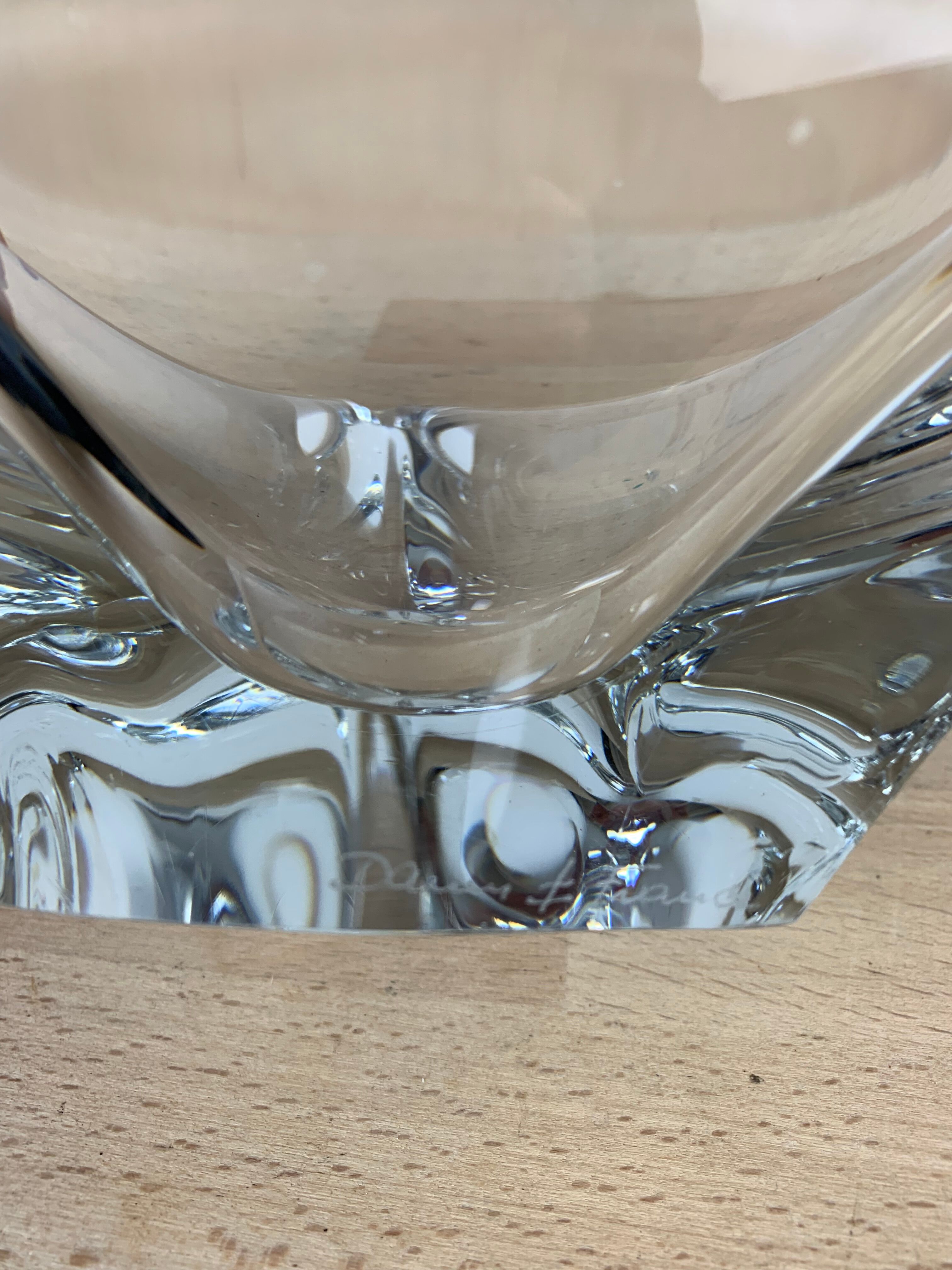 Empty ashtray trilobed crystal bag Daum