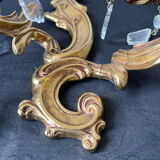 Paire d’applique en bronze doré pampilles 70’s