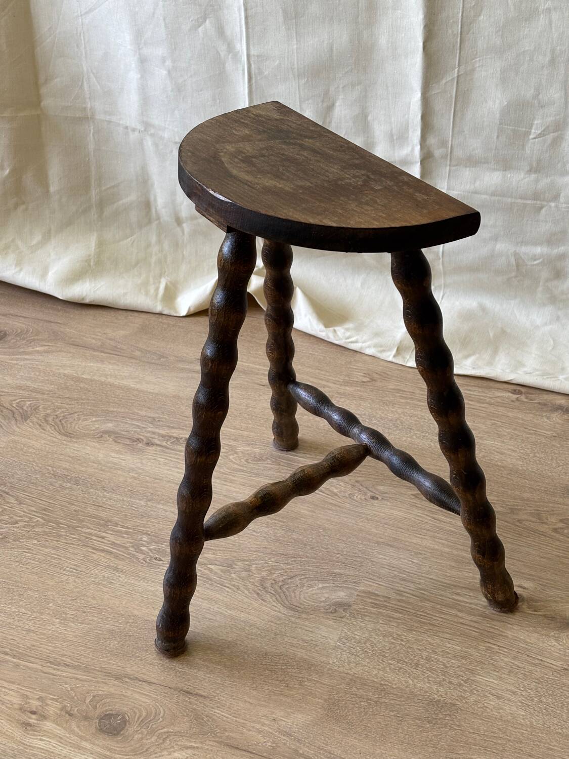 Turned wooden tripod stool 1950