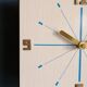 Vintage formica clock silent rectangular wall clock "Blue wood flash"