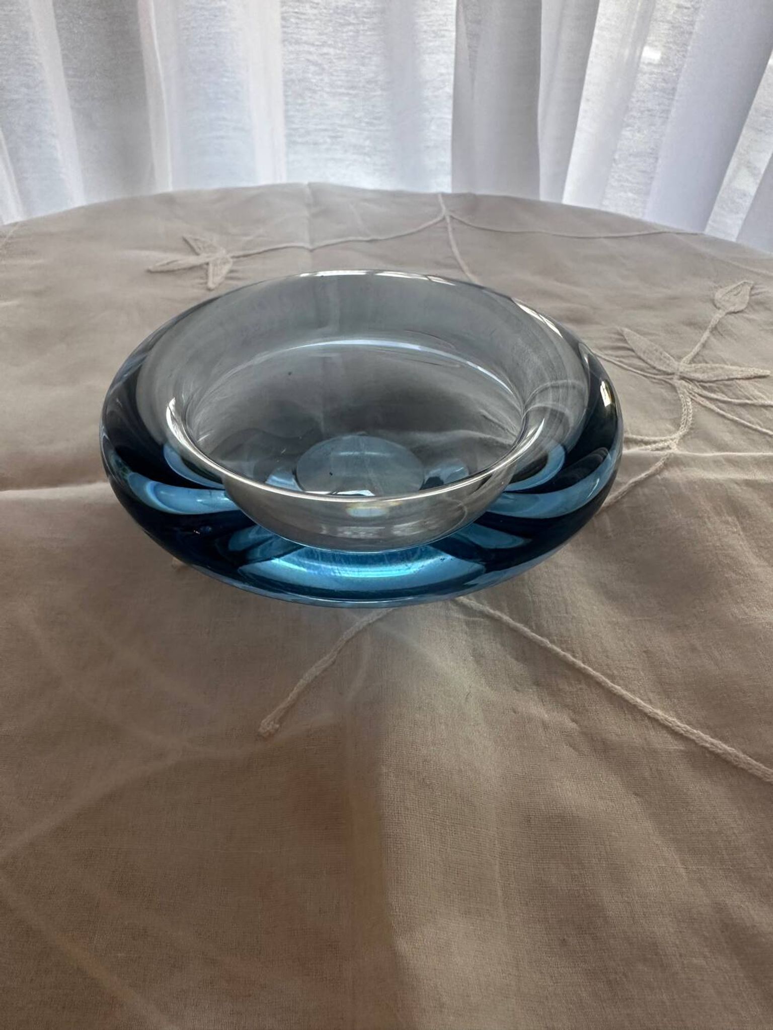 Scandinavian Glass Bowl Signed by Per Lütken Holmegaard Vintage 195