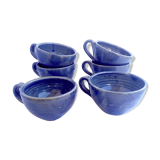 Lot of 6 cups in oceanic blue sandstone