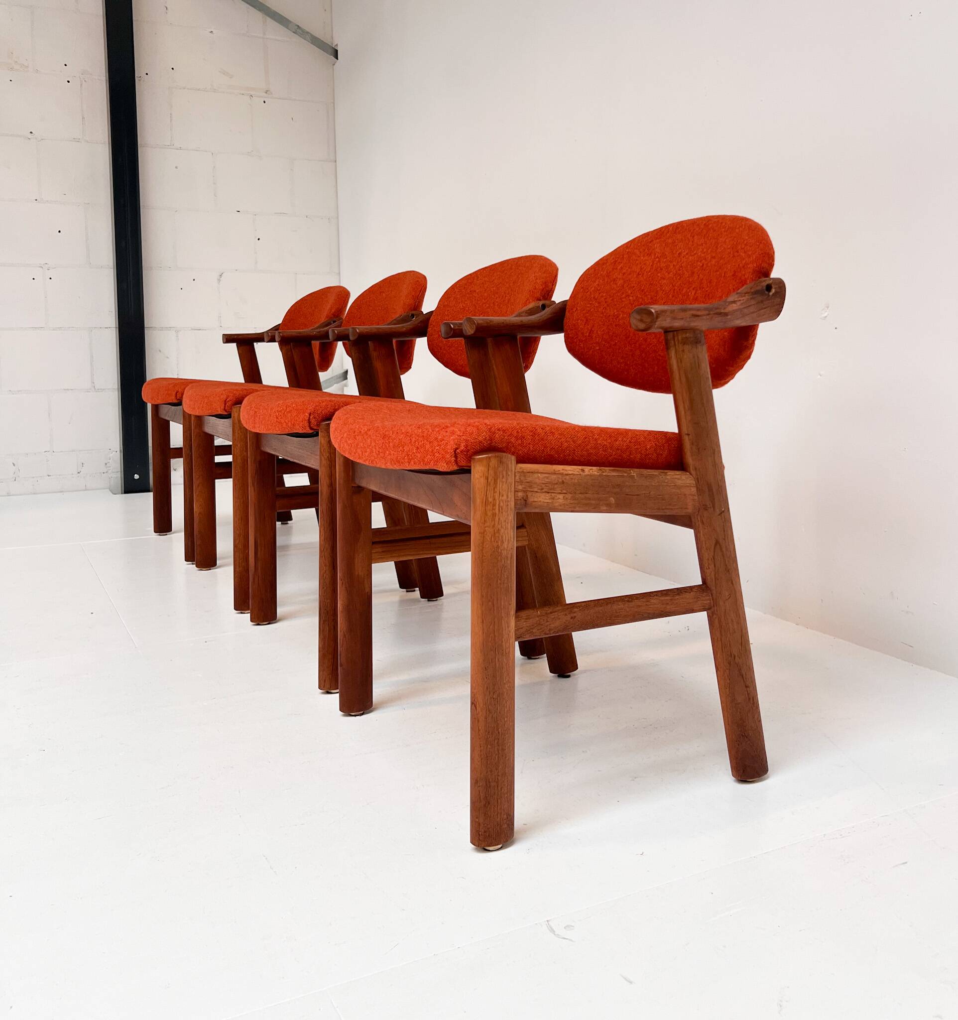 Set reupholstered Danish design chairs by Schou Andersen, 1960s