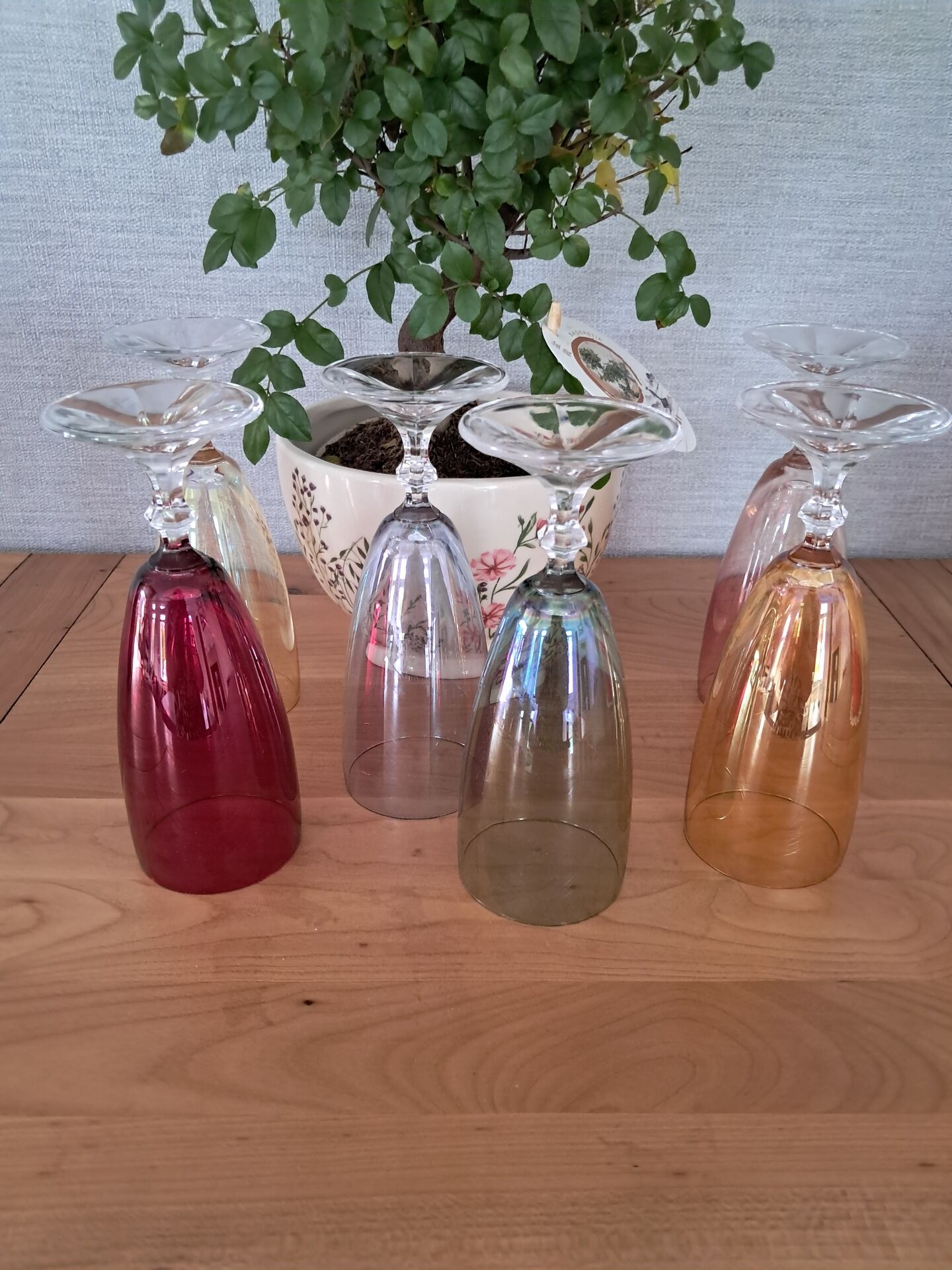 6 coloured crystal champagne flutes