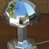 Lampe champignon art déco en laiton nickelé moderniste Morand Paris