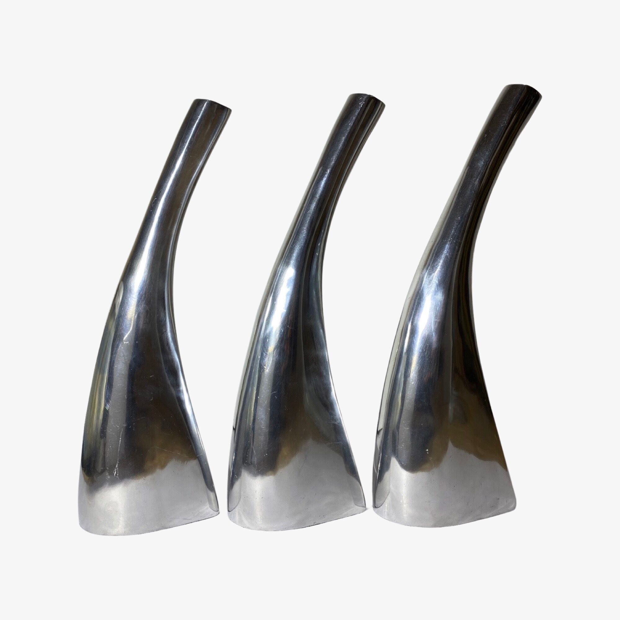 Set of 3 silver candlestick holders, denmark