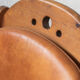 Brutalist rocking chair in pine wood and cognac leather, 1970’s