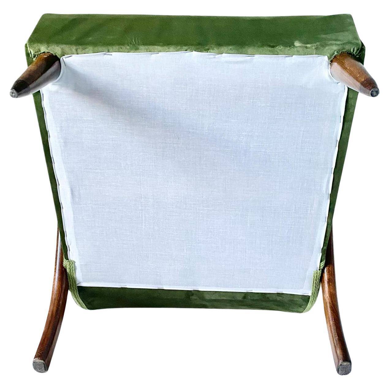 Midcentury modern Green Velvet Armchair, Guglielmo Ulrich, Italy 1950 's
