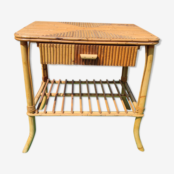 Bamboo rattan bedside table