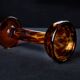 Amber blown glass candlestick – Art Deco style – 24.5 cm