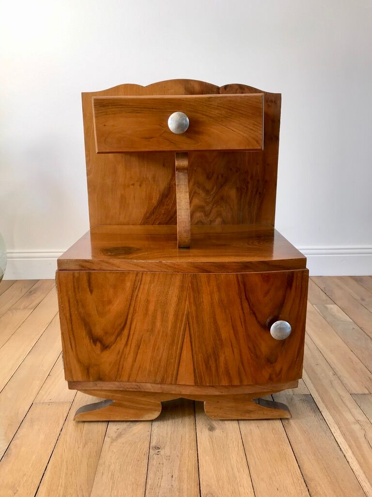 Art Deco veneer bedside table 30s