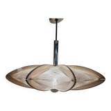 Vintage Paul Secon pendant light, taupe plexi and nylon