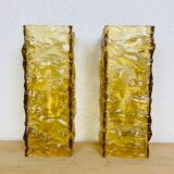 Pair of vintage amber resin wall lamps